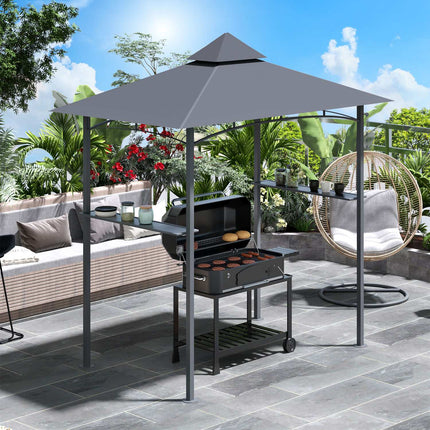 Grillpavillon, Flammschutz, Grau, 245x148x252 cm