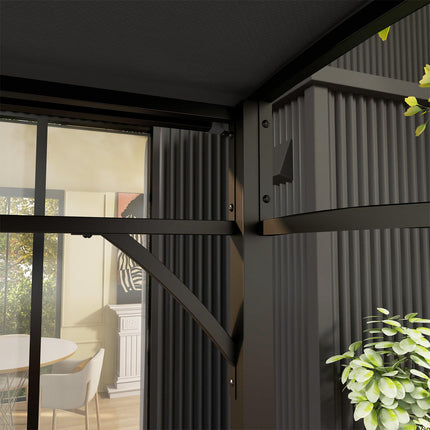 Wasserfestes Grillpavillon, gewölbtes Dach, 215x150x220 cm, dunkelgrau