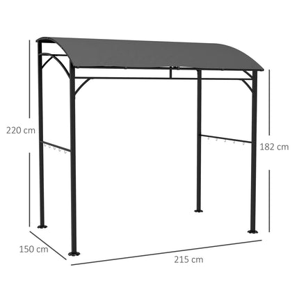 Wasserfestes Grillpavillon, gewölbtes Dach, 215x150x220 cm, dunkelgrau