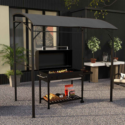 Wasserfestes Grillpavillon, gewölbtes Dach, 215x150x220 cm, dunkelgrau