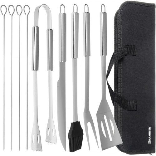 Grillbesteck - 9er-Set Zubehör + Koffer