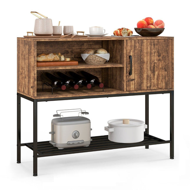 Bar cabinet with wine racks and shelves wooden console table with metal frame for dining room 100 x 35 x 83 cm coffee