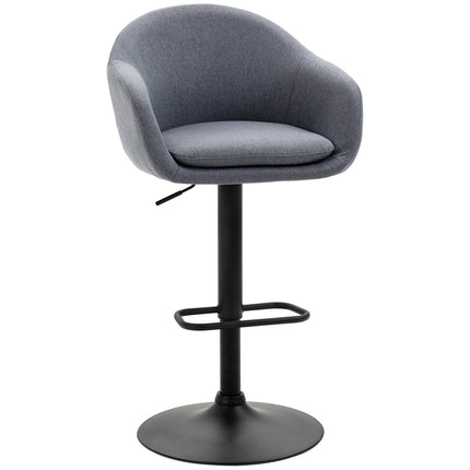 Adjustable bar stool, 360° rotatable, linen look, dark grey