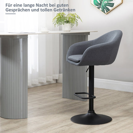 Adjustable bar stool, 360° rotatable, linen look, dark grey