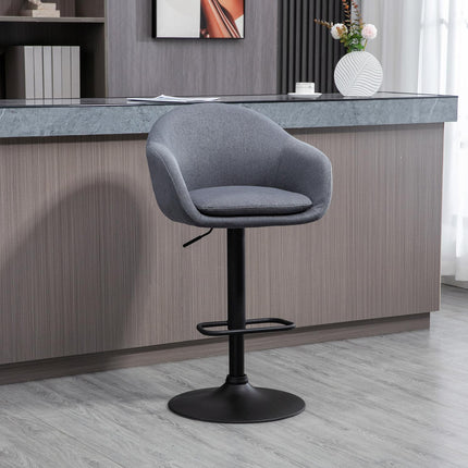 Adjustable bar stool, 360° rotatable, linen look, dark grey