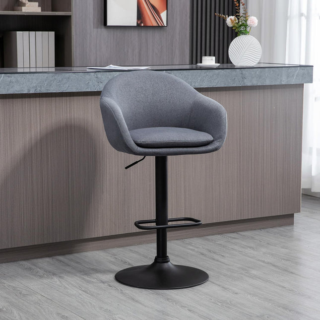 Verstellbarer Barhocker, 360° drehbar, Leinenoptik, dunkelgrau