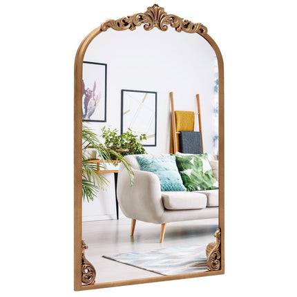 Baroque Gold Wall Mirror, 76x51 cm, Vintage Arch Design