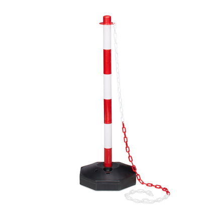 Barrier post made of plastic with chain