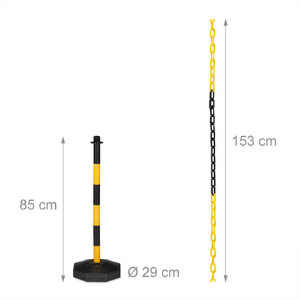 Barrier post with chain, set of 4