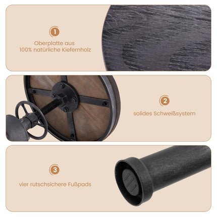 Barhocker höhenverstellbar 59,5-75 cm Barstuhl aus Holz und Metall