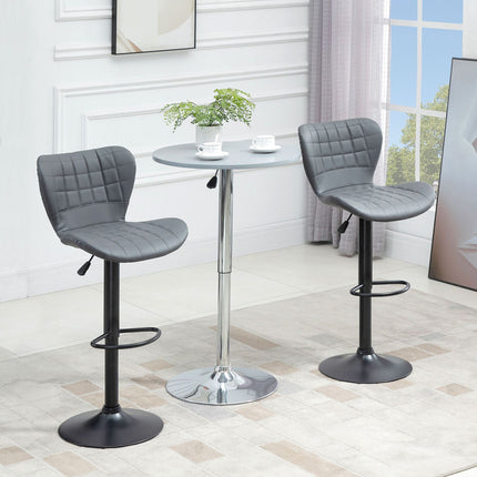 Verstellbare graue Barhocker 2er-Set – Rückenlehne & Fußstütze