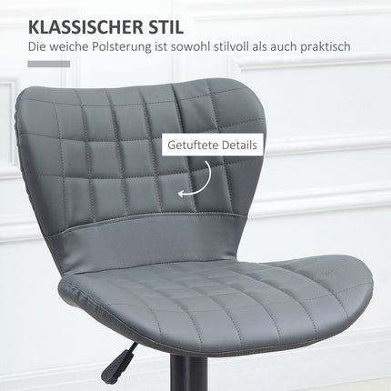 Verstellbare graue Barhocker 2er-Set – Rückenlehne & Fußstütze