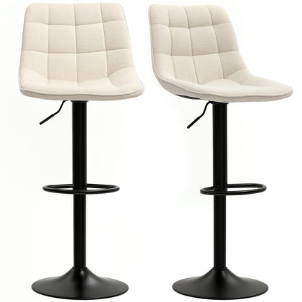 Höhenverstellbare beige Barhocker, 2er-Set, 360° drehbar