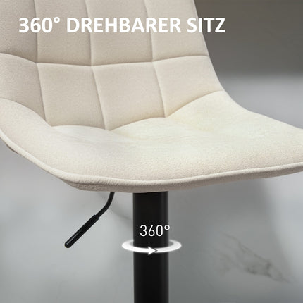 Höhenverstellbare beige Barhocker, 2er-Set, 360° drehbar