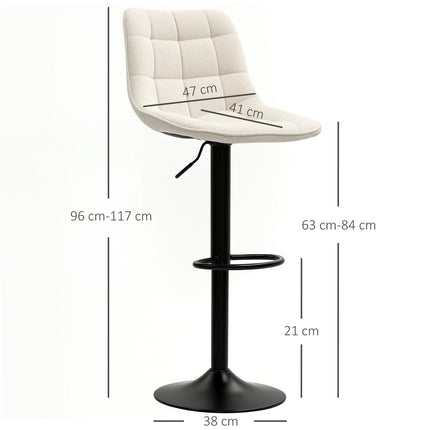 Höhenverstellbare beige Barhocker, 2er-Set, 360° drehbar