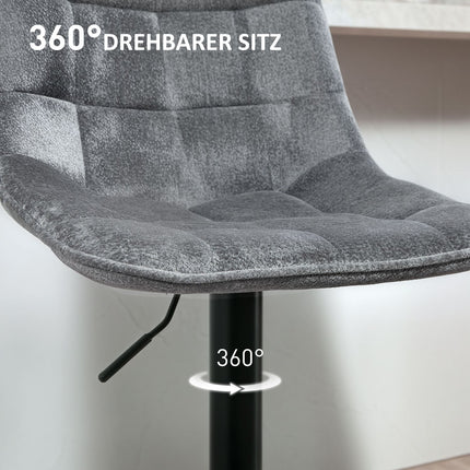 Dunkelgraue, verstellbare Barhocker, 2er-Set, mit Rückenlehne