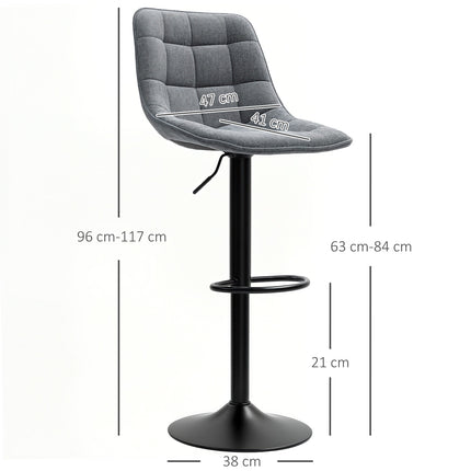 Dunkelgraue, verstellbare Barhocker, 2er-Set, mit Rückenlehne