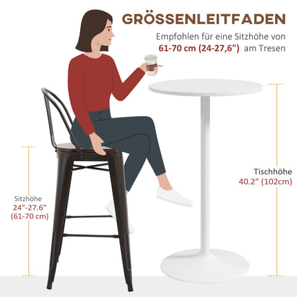 Kulatý jídelní stůl z bílé oceli – Ø60 x 102 cm