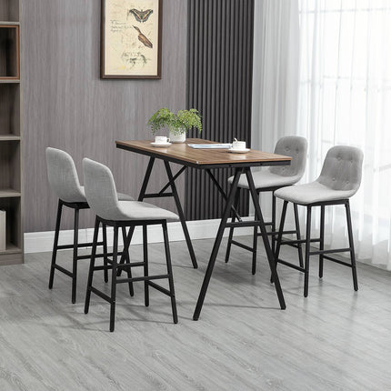 Bartisch-Set, 5-teilig, Metall, 120x60x91 cm, hellbraun