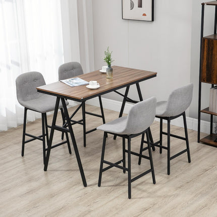 Bartisch-Set, 5-teilig, Metall, 120x60x91 cm, hellbraun