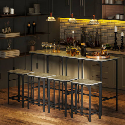 Bartisch-Set mit 2 Hockern, graue Oberfläche