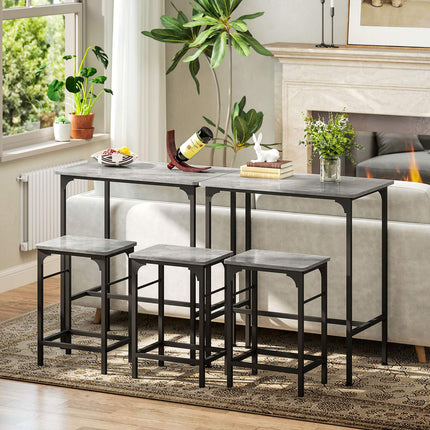 Bartisch-Set mit 2 Hockern, graue Oberfläche