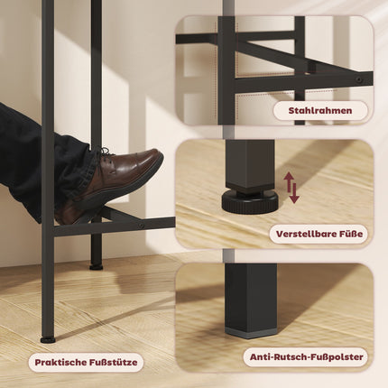 Bartisch-Set mit 2 Hockern, graue Oberfläche