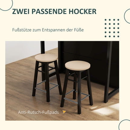 3-teiliges schwarzes Esszimmerset, klappbare Tischplatte und Aufbewahrungsschrank