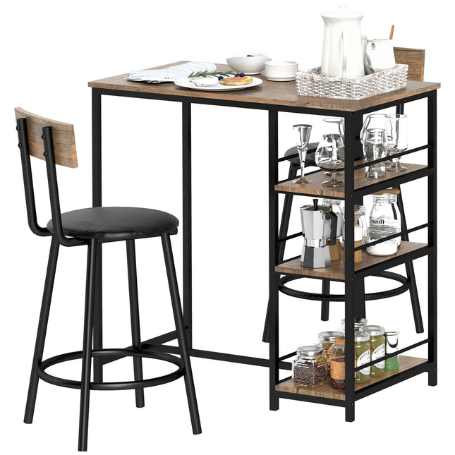 Modernes Bartisch-Set, 3-teilig mit Ablagefächern
