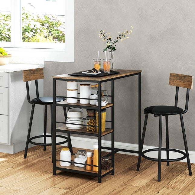Modernes Bartisch-Set, 3-teilig mit Ablagefächern