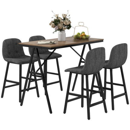 Dunkelgraues Bartisch-Set aus Stahl, 5-teilige Essgruppe