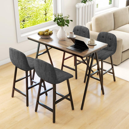 Dunkelgraues Bartisch-Set aus Stahl, 5-teilige Essgruppe