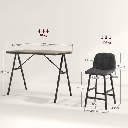 Dunkelgraues Bartisch-Set aus Stahl, 5-teilige Essgruppe