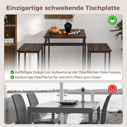 Bar table with bar stool set kitchen table at counter height dining table with 2 chairs rustic brown