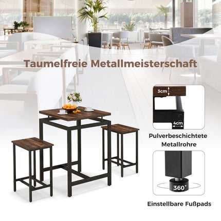 Bar table with bar stool set kitchen table at counter height dining table with 2 chairs rustic brown
