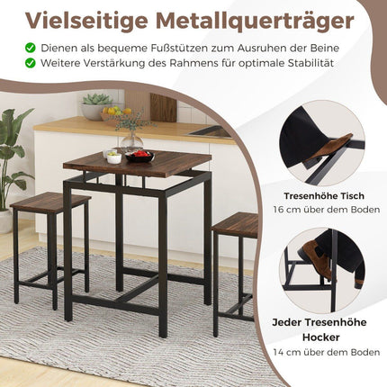 Bar table with bar stool set kitchen table at counter height dining table with 2 chairs rustic brown