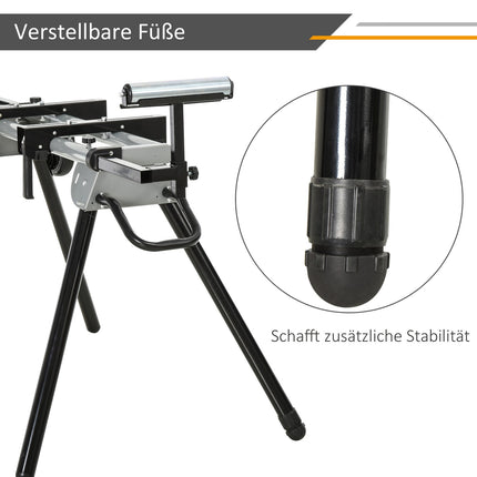 Cross-cut saw base frame with side extension, 123.5-245 cm
