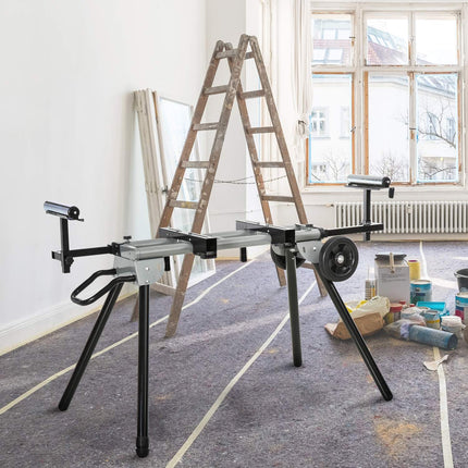 Cross-cut saw base frame with side extension, 123.5-245 cm