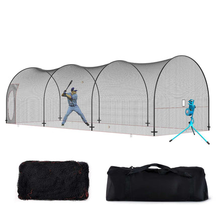 Baseball Batting Cage Net and Frame, 33x12x10 Ft