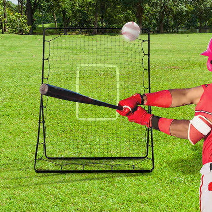 Baseball Rebounder-Netz, tragbar, schwarzes Metall, 123 x 174 cm