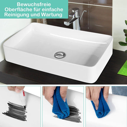 Umyvadlo porcelánové designové keramické s výpustí click-clack 60 x 35 x 11 cm bílé