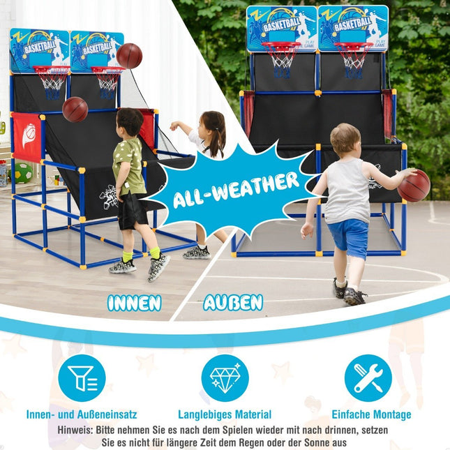 Basketball Arcade Spiel für Kinder Basketballständer mit 2 Körben 90 x 90 x 140 cm