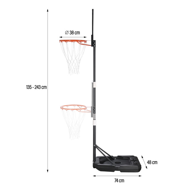 Basketbalring, verstelbare hoogte, binnen/buiten