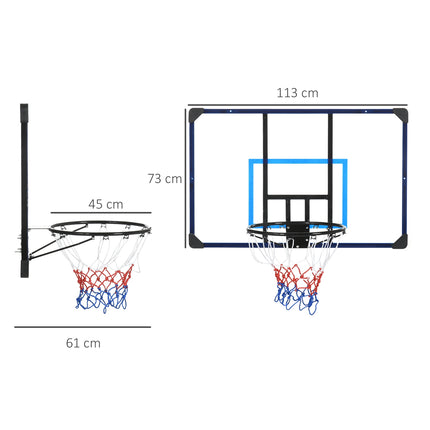 Wandmontierter Outdoor-Basketballkorb, Stahl, 113x61x73 cm