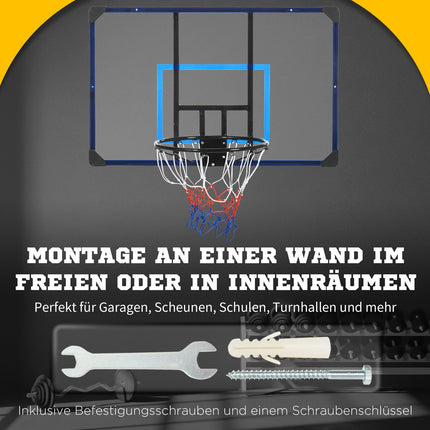 Wandmontierter Outdoor-Basketballkorb, Stahl, 113x61x73 cm