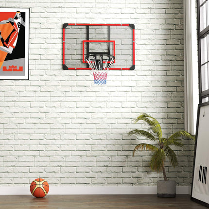 Panier de basket, panier de basket, filet de basket avec panier, fixation murale, extérieur, acier, 113 x 61 x 73 cm, rouge