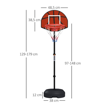 Support de panier de basket réglable en hauteur, cible de fléchettes magnétique 129-179 cm
