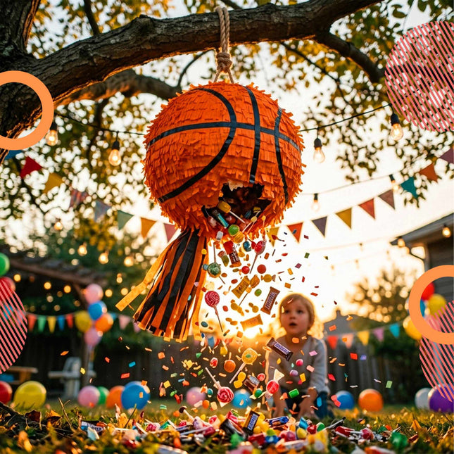 Basketball-Piñata-Set mit Stock & Maske, 25 cm