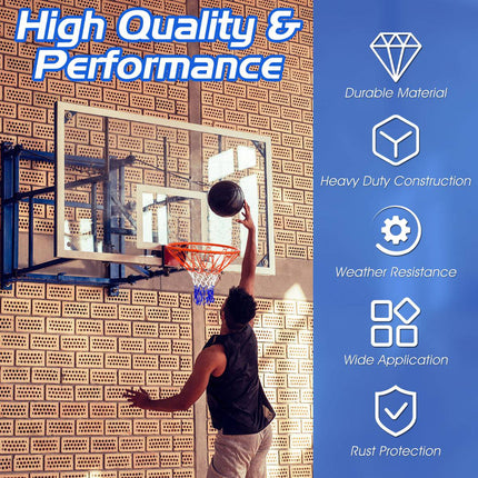 Basketball Replacement Rim 46 cm, 12-Loop Net, Indoor Outdoor