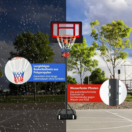 Basketballkorb für Kinder. Wetterfester Korbständer mit verstellbarer Höhe von 90-210 cm